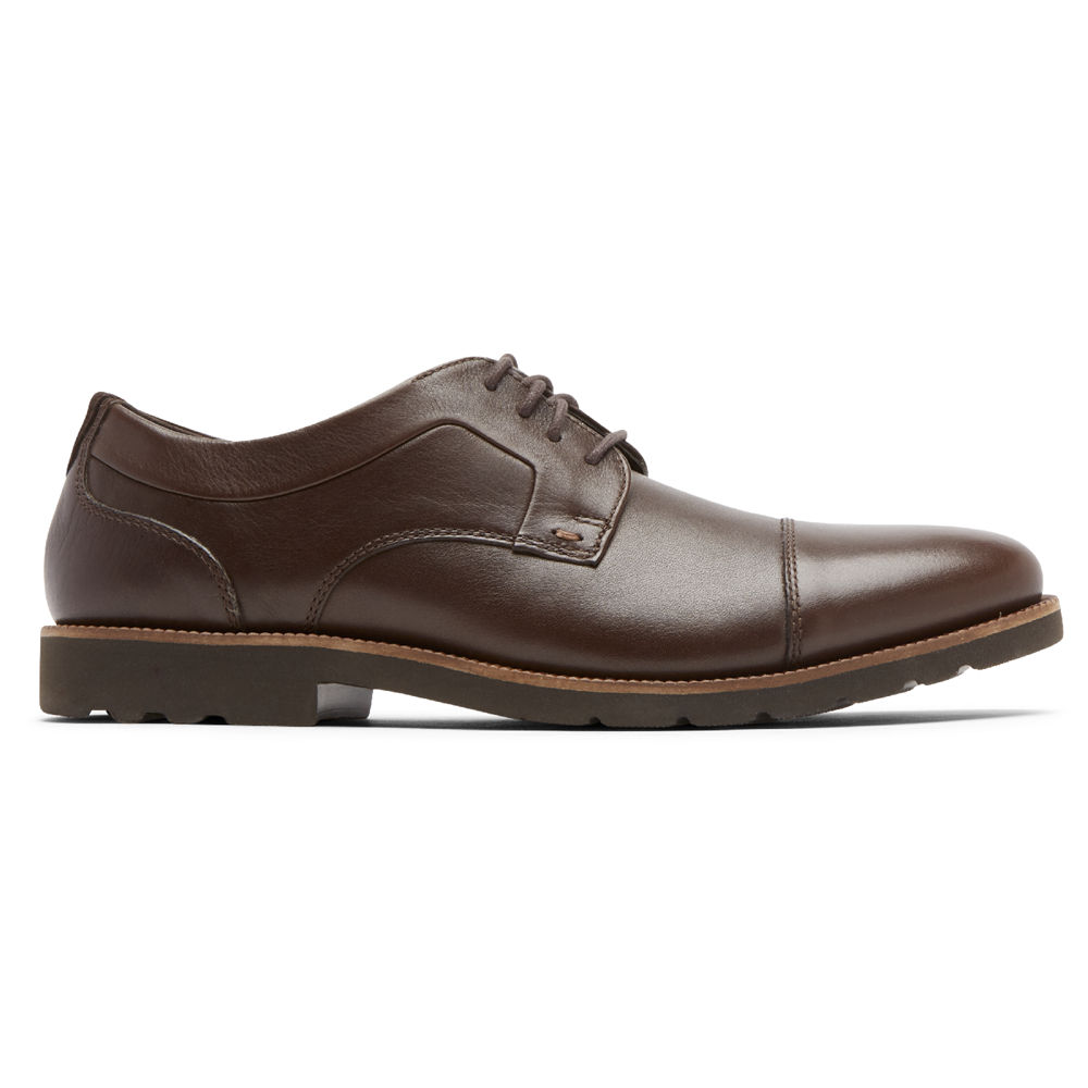 Rockport Singapore Mens Oxfords - Sharp & Ready 2 Cap Toe Dark Brown - MZ9806742